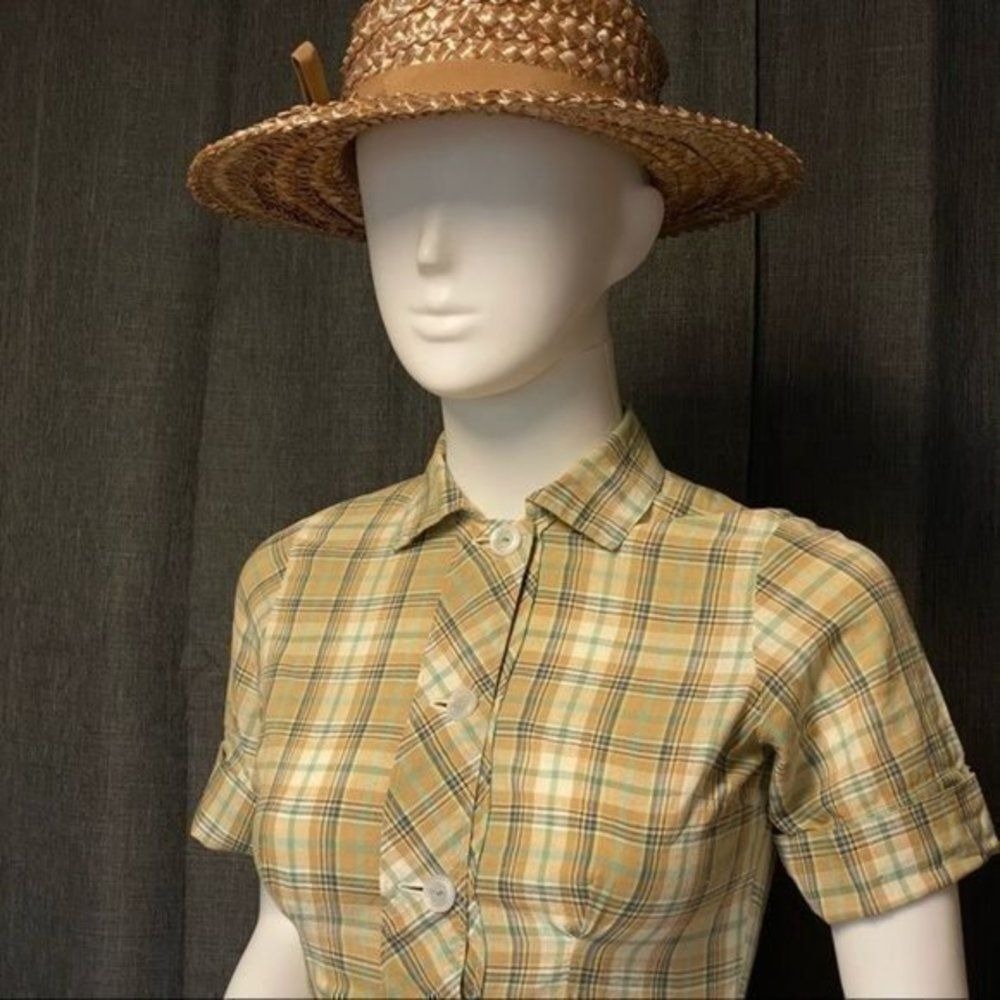 1940s Vintage cotton plaid‎ dress - Picture 3 of 8